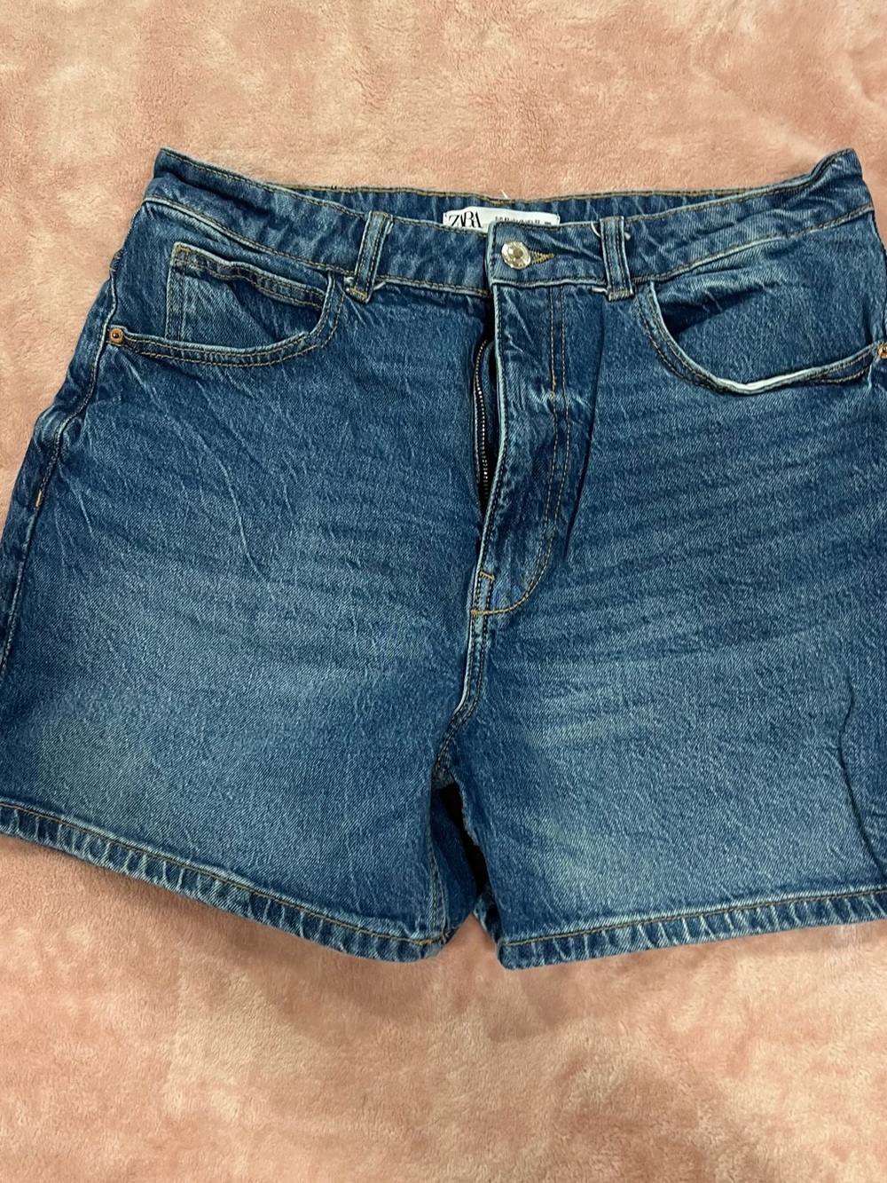 Zara Dark Blue Denim High-Rise Women’s Shorts